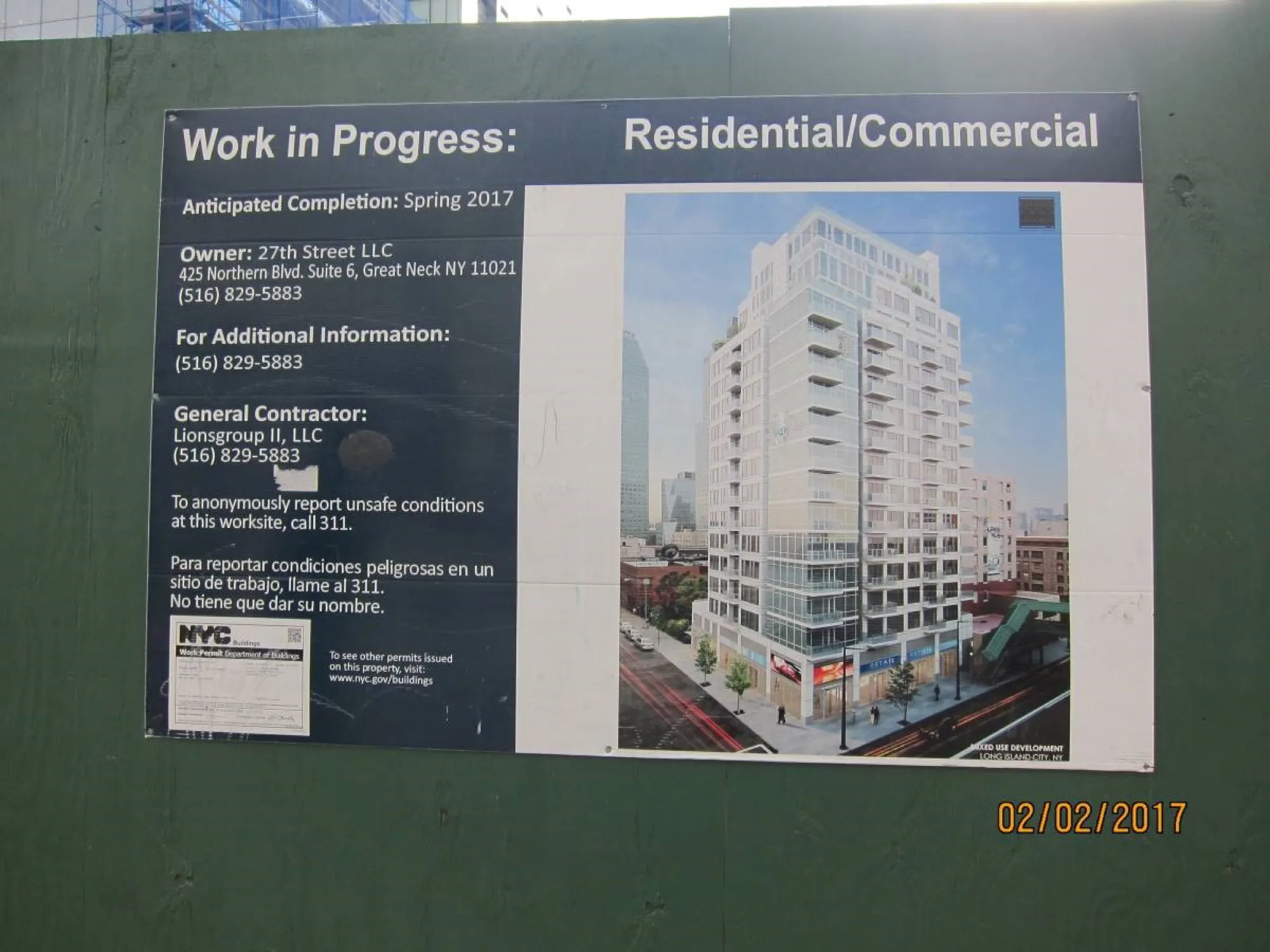 One LIC — construction progress